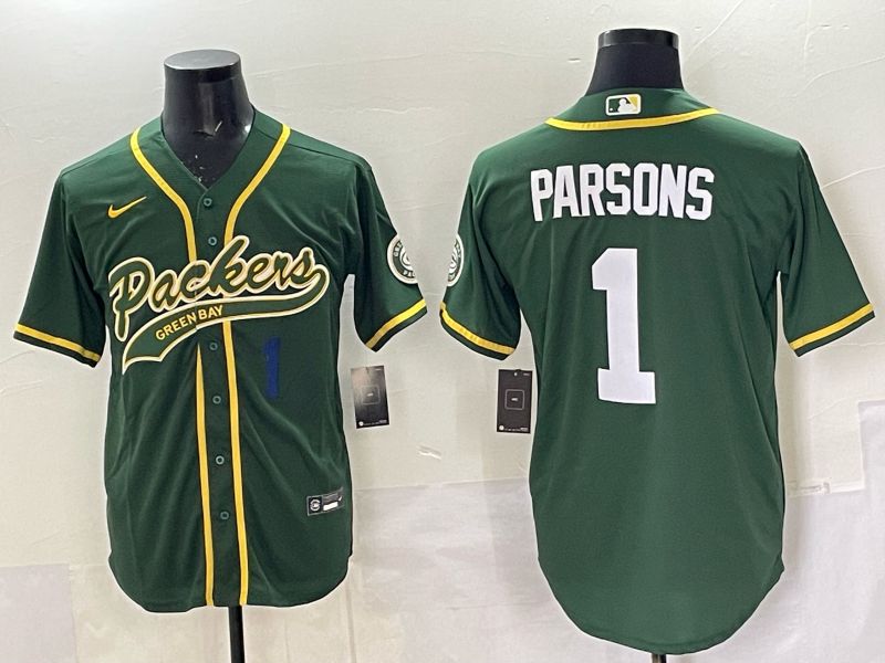 Men 2025 Nike Green Bay Packers #1 Parsons Green Joint Name  Limited NFL Jersey style 045->green bay packers->NFL Jersey